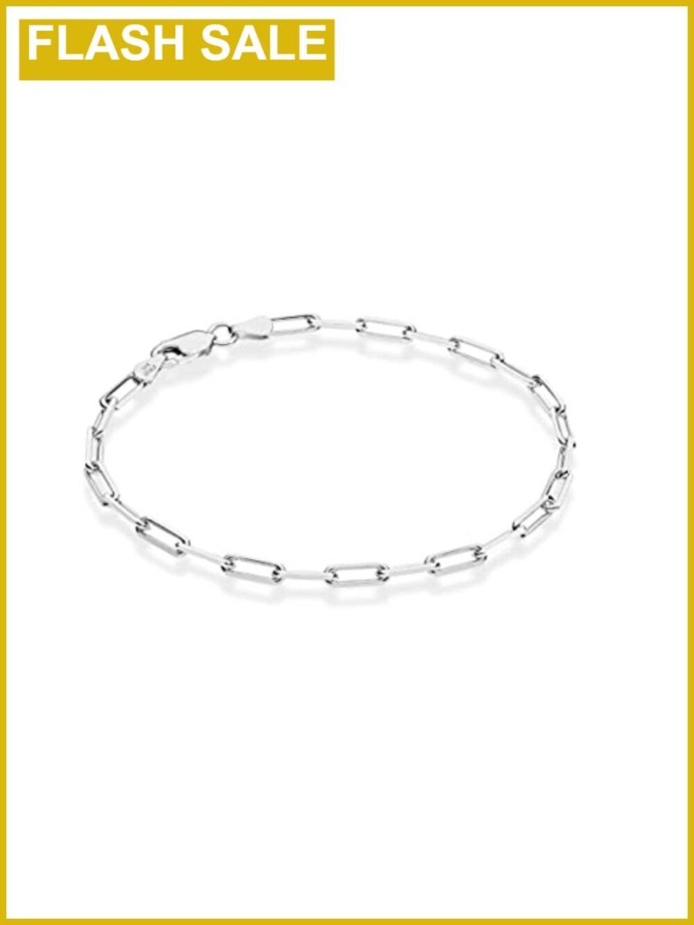 925 Sterling Silver Paperclip Bracelet 3mm Italian Unisex Gift